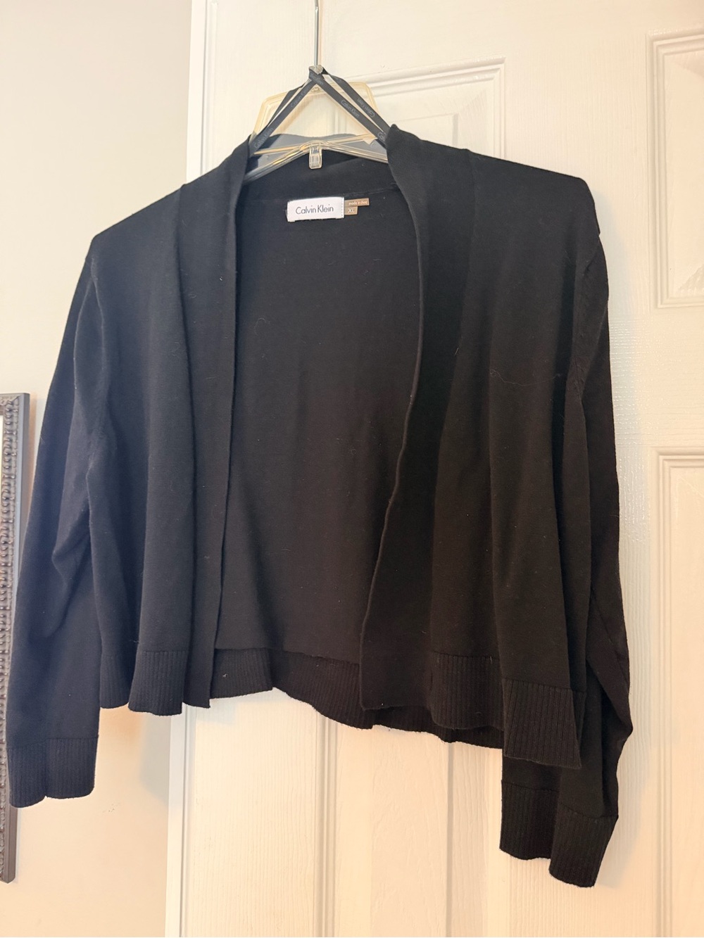 Calvin Klein Black Open-Front Draped Cardigan